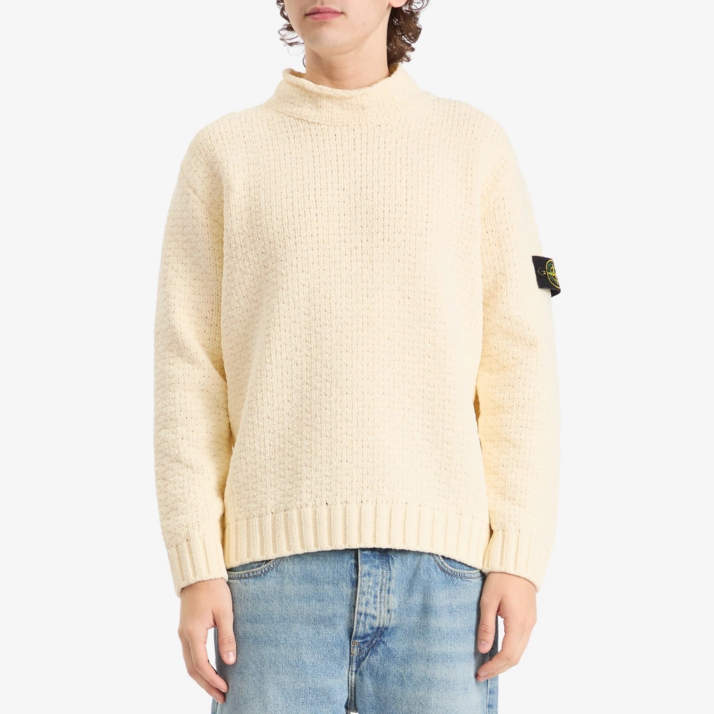 Stone Island Men's Cotton Chenille Jumper Ivory